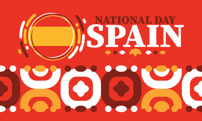 Spain National Day. Spanish flag. National happy holiday, celebrated annual in October 12. Hispanic heritage. Poster, card, banner and background. Vector illustration