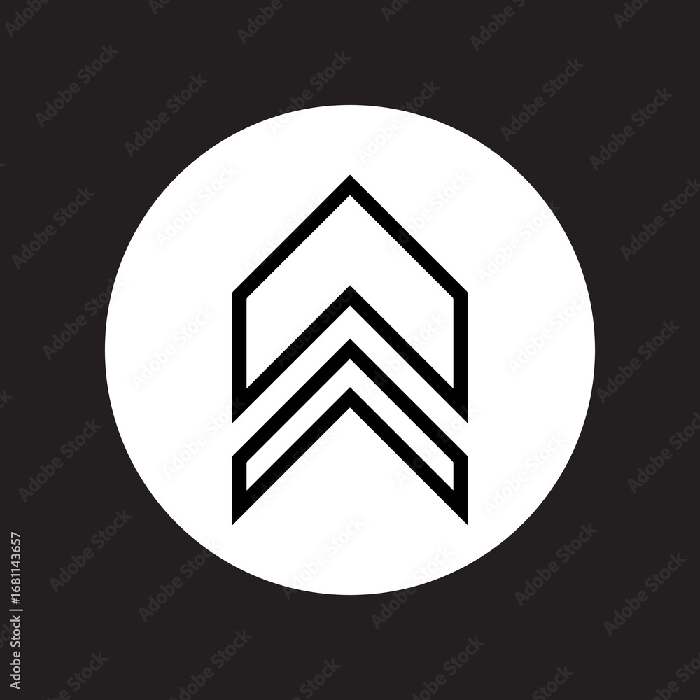 Poster up arrow icon vector. scroll up logo design. move up vector icon illustration in circle isolated on 