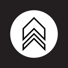 Up arrow icon vector. Scroll up logo design. Move up vector icon illustration in circle isolated on black background