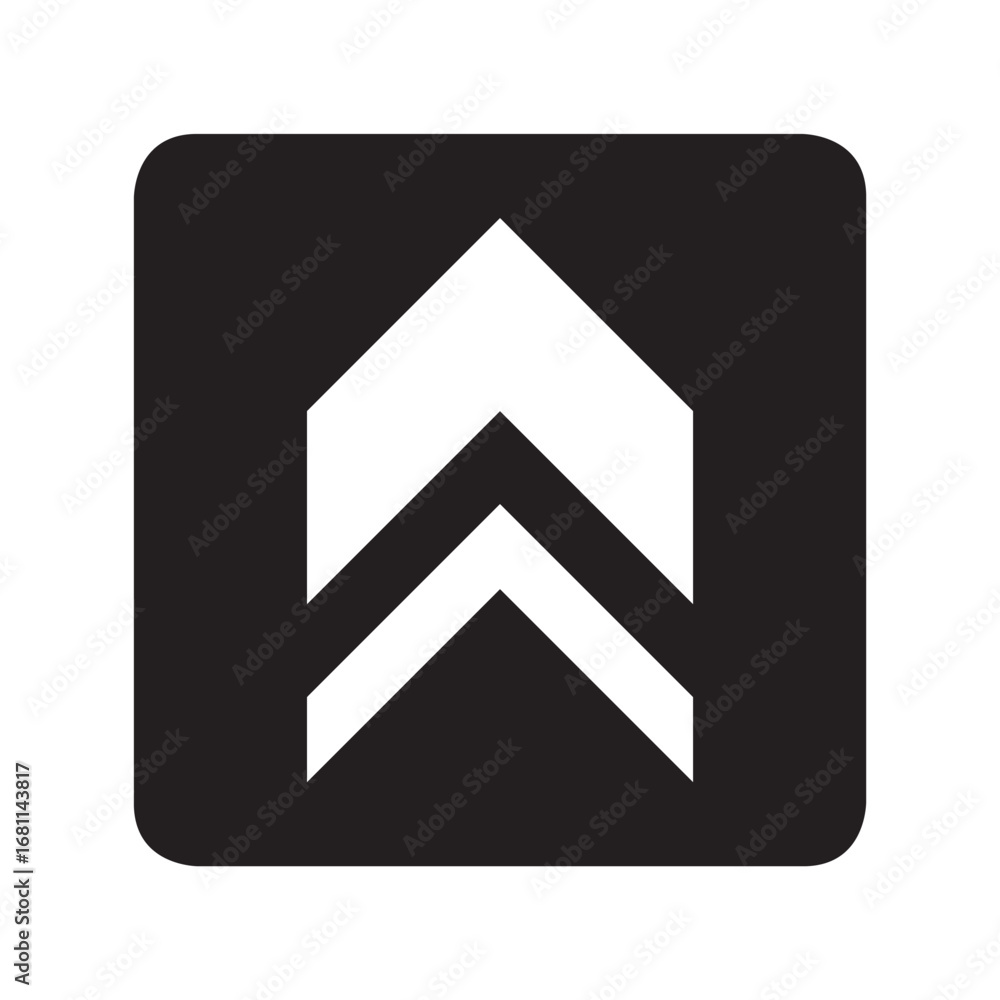 Poster up arrow icon vector. scroll up logo design. move up vector icon illustration in square isolated on 