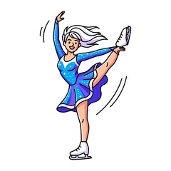 Graceful Ice Skater: A vibrant illustration captures the elegance of a figure skater in mid-performance, radiating energy, skill, and the sheer joy of the sport. 