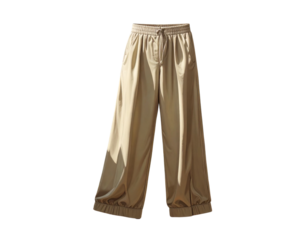 Realistic loose fit yoga pants with wide waistband and flared leg openings, isolated