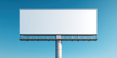 Obraz premium Blank Billboard Mockup Against a Clear Blue Sky for Advertising and Marketing Campaigns