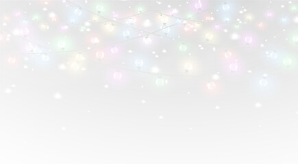 Isolated Illustration Lamp Light Merry – PNG Christmas Garland with Festive Glow, Bright Ribbon...