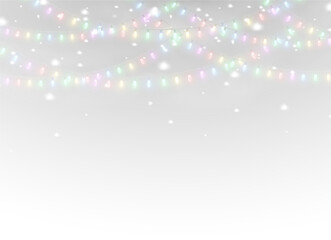Bright Bulb Border Banner Blue – PNG Christmas Garland with Holiday Glow, Festive Decoration and Seasonal Background