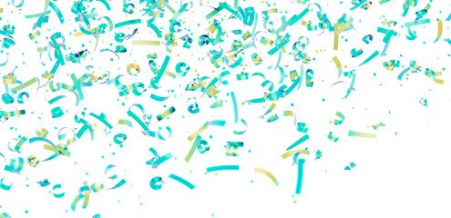 Colorful confetti falling on white background. Perfect for party invitations, banners, and more!