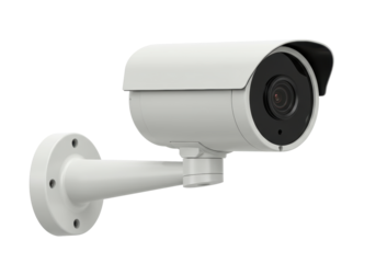 Isolated surveillance camera mounted on wall for security, safety and protection, exterior