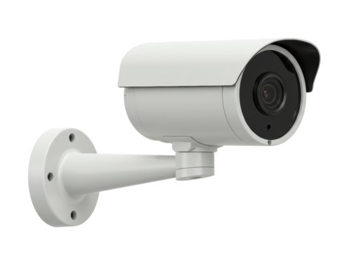 Isolated surveillance camera mounted on wall for security, safety and protection, exterior