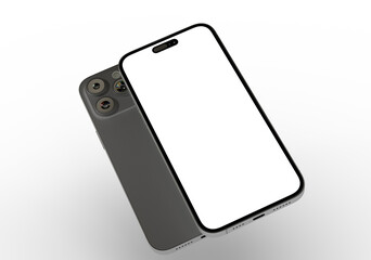 High-quality photo of a modern smartphone with a blank screen, perfect for app presentations or website mockups. Download now!