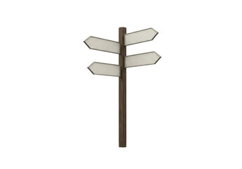 Isolated directional road sign with arrows on a pole against seamless background illustration