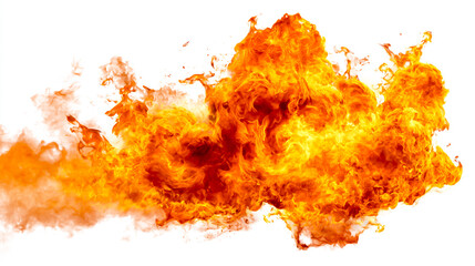 Fire on a white background, a fire flame effect with orange and yellow colors