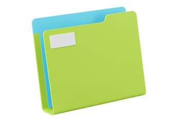 Isolated Folder or File Container in Green and Blue, a Device for Organizing and Storing Files