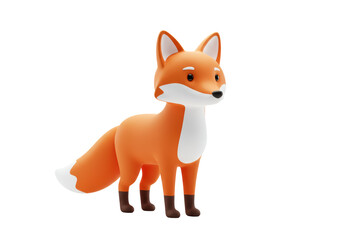 Isolated Cartoon Orange Fox Standing Tall in a Comical and Adorable Pose on an Empty Field