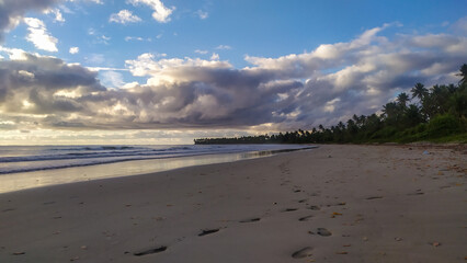 Shades of blue dance across the ocean at Bainema Beach, reflecting the tropical beauty of Boipeba Island, Bahia.