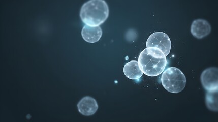 Ethereal Geometric Spheres Floating in Dark Luminescent Cosmic Nebula.