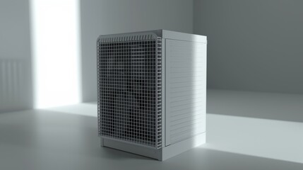 Square air filter isolated on a white background for optimal air quality and purification