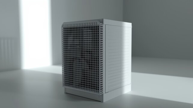 Square air filter isolated on a white background for optimal air quality and purification