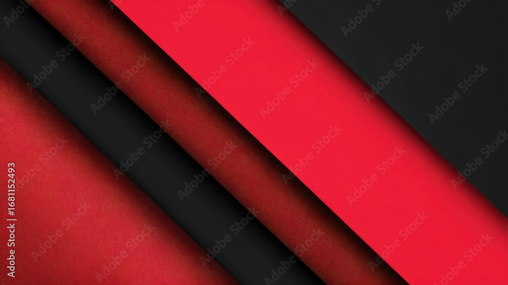 Poster Abstract Layers of Red and Black Material Intersecting Diagonally Flat Lay Minimalist Design Graphic Resource