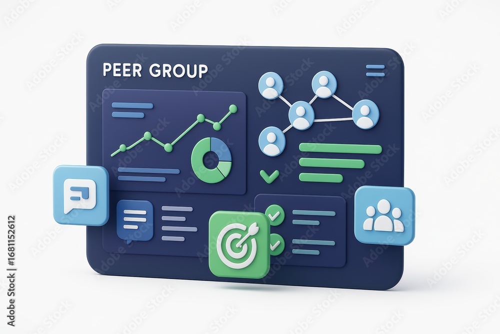 Aufkleber colorful abstract design for peer group analysis featuring graphs and icons
