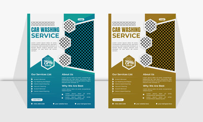 Modern Car Wash Service Flyer Design for Auto Detailing & Cleaning Promotion