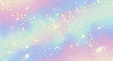 Ethereal Pastel Rainbow Galaxy Background with Magical Shimmering Stars, Stardust, and Cosmic Glow, Perfect for Dreamy Designs and Wallpapers