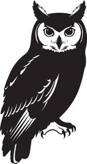 Fototapeta premium Black Owl Silhouette Vector on White Background Night Bird Illustration