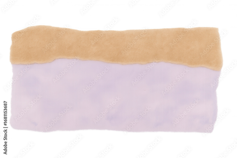 Poster beige and purple torn paper creating a layered effect with copy space, isolated on a transparent bac