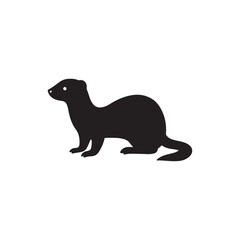 Obraz premium Ferret Silhouette Icon Black Vector of a Stoat or Weasel