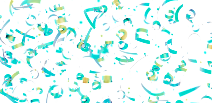 Colorful confetti falling on white background. Perfect for celebration, party, or festive designs.