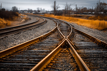 The railway tracks are curved and diverged