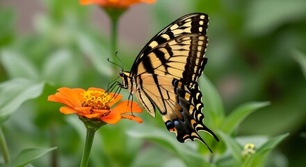Obraz premium Butterfly on Orange Flower.