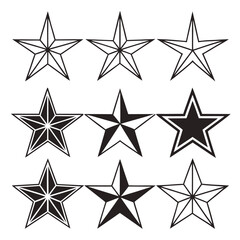 Obraz premium Nine star icons with varying styles and fills stars
