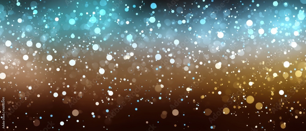 Poster abstract background of sparkling light bokeh effect with blue and gold gradient colors for festive h
