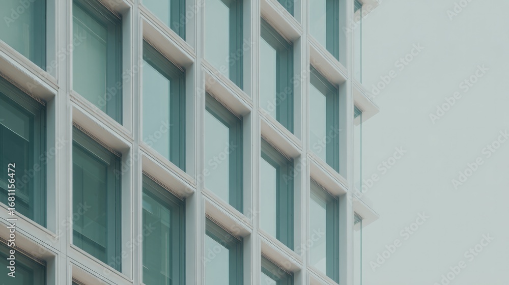 Poster modern architectural design features geometric patterns and glas