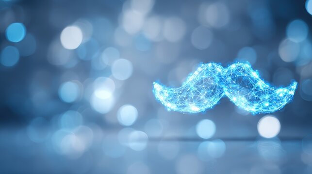 Digital Mustache : An abstract digital illustration showcases a stylized mustache in a cool blue hue. The design conveys a modern and technological aesthetic, suggesting innovation and sophistication.