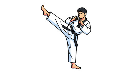 Martial Arts Power: A karate master executing a dynamic high kick, showcasing power, precision, and dedication to the art of self-defense. 