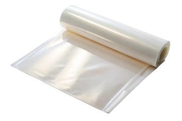 Clear glossy laminating pouch unrolled on for document protection and preservation transparent background