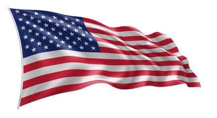 Obraz premium Vibrant Waving American Flag with Bright Stars and Stripes, Symbol of Freedom and Patriotism. isolated on transparent background, png background. Transparent PNG Image