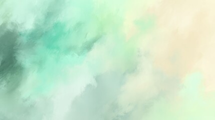 Fototapeta premium Abstract Watercolor Design Featuring Soft Mint Green and Beige Tones With a Dreamy and Serene Atmosphere at Dawn