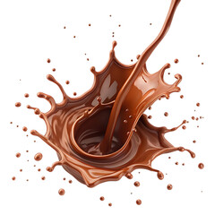 Chocolate splash liquid motion isolated on transparent background