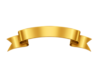 Golden Ribbon Banner: Elegant Design Element for Awards, Celebrations, and Promotions isolated on transparent background