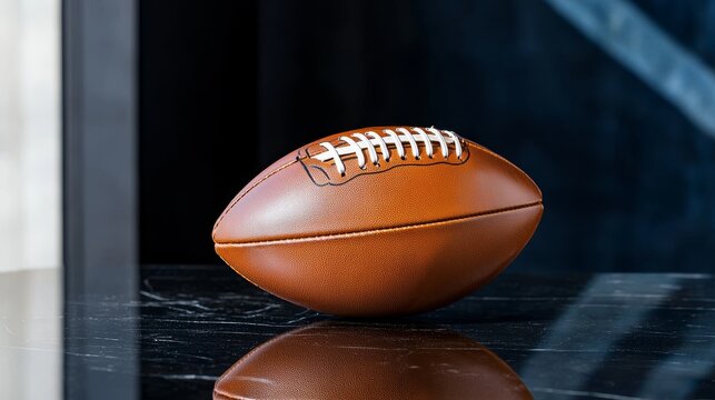 American Football on Black Marble   Sport Game Equipment