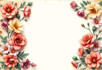 Distressed vintage floral frame, perfect for invitations & design, card design, overlay