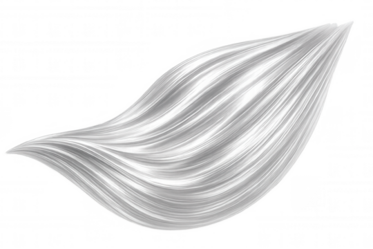 Dynamic flow of white hair lock with transparent background, perfect for beauty and hair care visuals