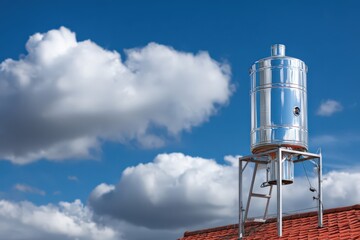 Obraz premium Solar water heater installed on rooftop for efficient energy usage Generative AI