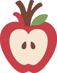 Flat Graphic Apple Cross Section Fruit Illustration Design Element