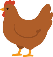 Simple Flat Style Brown Chicken Farm Animal Livestock Illustration