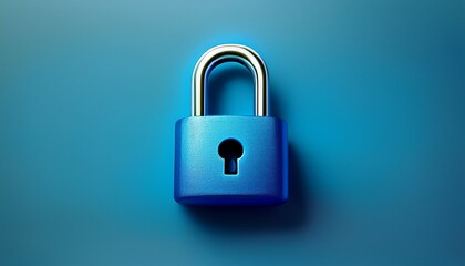 Fototapeta premium a close up of a blue padlock on a simple background symbolizing security and protection