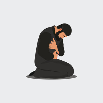 kneeling man in black praying clip art preview