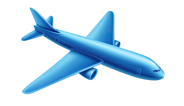 Blue airplane, stylized, graphic